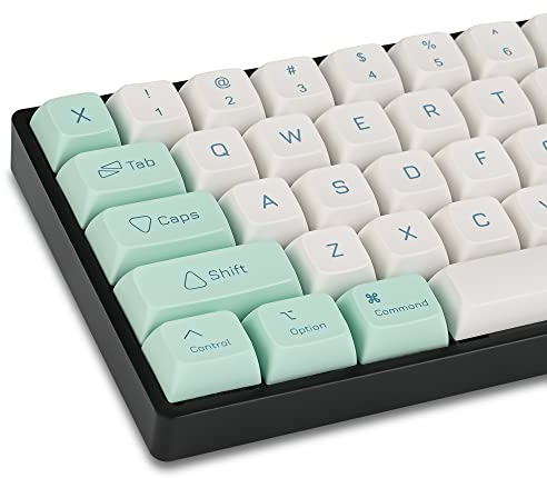 WHYSP XDA Profile PBT Keycaps 60 Percent, 137 Keys Custom Gaming Keycaps Dye Sublimation for ANSI US & ISO UK Layouts Cherry Gateron MX Switches Mechanical Keyboard (Mint)