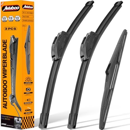 AUTOBOO 38,1 cm + 38,1 cm Scheibenwischer mit 33 cm Heckscheibenwischerblatt, Ersatz für Jeep Wrangler JK 2008–2018, Jeep Wrangler 2007–2017, Original-Qualität (3 Stück)