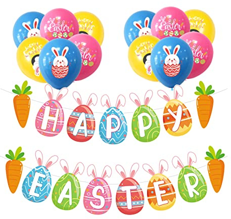 Happy Easter Banner und Luftballons
