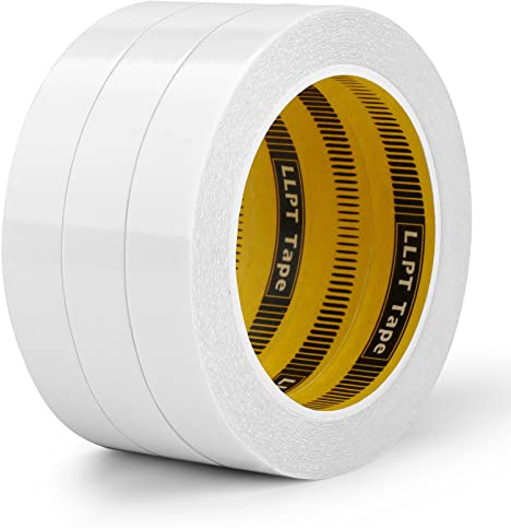 LLPT Doppelseitiges Klebeband Selbstklebeband 19mm x 15m 3 Rollen Transluzent ultradünne Handrisse für DIY Handwerk Scrapbooking Kunst Fotografie Stoff Kleber Änderungen(SPD1915CR03)