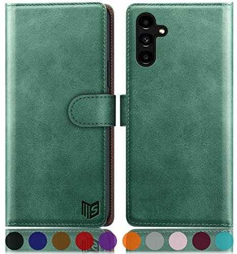 SUANPOT [RFID Schutz für Samsung Galaxy A54 5G Hülle PU Leder Handyhülle Lederhülle Klapphülle Kartenfach Flip Cover für Samsung A54 Handy hülle Leather Wallet Phone Case Hellgrün