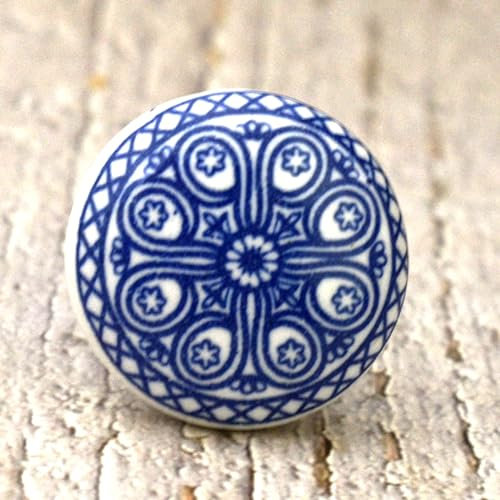 ARTISNO 10 Stück blaue Keramik-Schrankknöpfe für Küche, Badezimmer, Kommode, Schublade, Griffe, handgefertigte Keramik