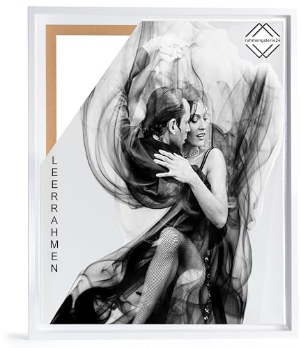 rahmengalerie24 Bilderrahmen Leerrahmen für Leinwand Bilder auf Keilrahmen | Format 30x40 cm Farbe weiß glanz
