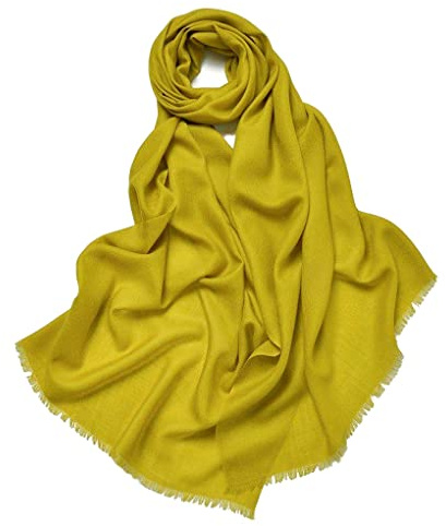 Prettystern Sciarpa XXL Donna 100% Lana – Morbida Stola Invernale 230×90 cm, calda ed elegante per giorni freddi Giallo senape