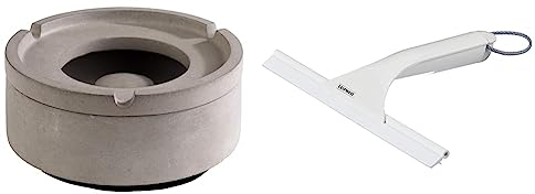 APS Wind-Aschenbecher „Element“ – Premium Aschenbecher aus Beton – Ascher mit möbelschonender Unterseite 10,5 x 5cm, Beton Grau & Leifheit Duschkabinenabzieher Cabino für Wände aus Glas, Acryl