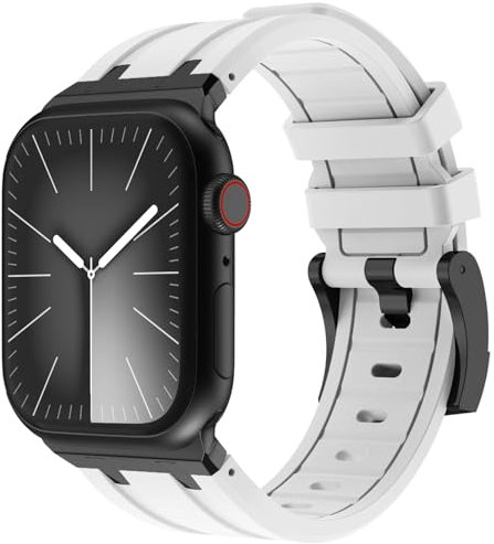 WINGLE AP Bandas de lujo para Apple Watch Band Ultra 2 Band Ultra 49 mm, 46 mm, 45 mm, 44 mm, 42 mm, hombres y mujeres, Series 10 9 8 7 SE 6 5 4, correas deportivas de goma de silicona para iWatch 3 2