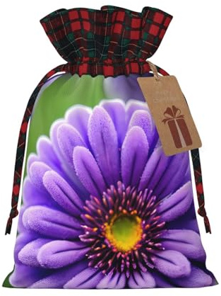 WURTON Lila Lavendel Blume Urlaub Kordelzug Plaid Geschenktüte Weihnachten Party Neujahr Süßigkeiten Hochzeit Gastgeschenke, 2 Größen