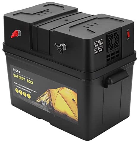 Batteria Power Center per Motore da Pesca Alla Traina 12 V 60 A con Interruttori Integrati, Misuratore di Tensione, Caricatore USB e Porta per Accessori da 12 V per Camper,