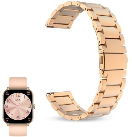 MBROS Compatible pour ICE-WATCH Metal Acier Classique Bracelet De Remplacement Compatible pour ICE-WATCH - Ice Smart Montre Connectée Femme 1.85 inch (Or Rose)