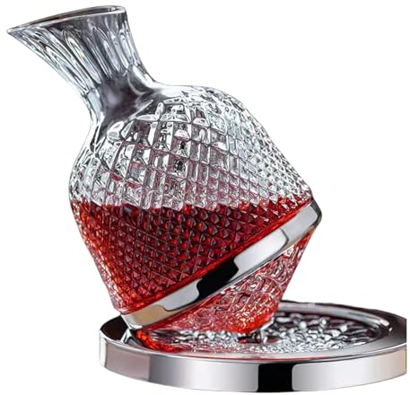Generic Decantador de vino tinto, giratorio 360°, oro de 1,5 l, jarra de vino con base, cristal sin plomo, decantador rápido, botella decantadora soplada a mano, gran regalo para los amantes del vino
