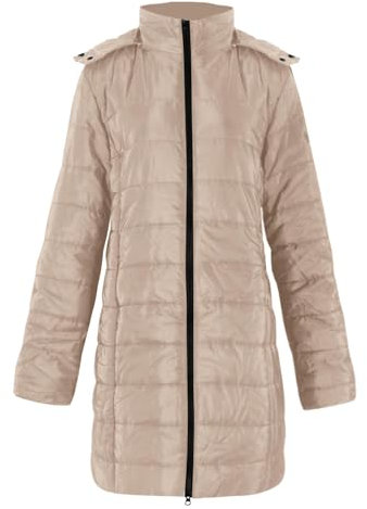 FUPODD Daunenmantel Damen Mit Kapuze Winterjacke Damen Warm Gefüttert Steppjacke Damen Outdoor Wintermantel Damen Lang Daunenjacke Frauen Zipper Mantel Damen Winter Puffer Skijacke Dicke Steppmantel