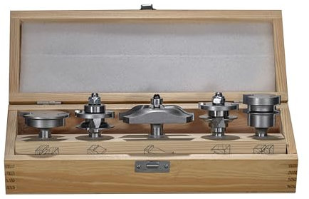 BETOP Rail and Stile Router Bits, 5PC Kitchen Door and Drawer Router Bit Set 1/2 Inch Shank, Raised Panel Cabinet Door and Drawer Lock Joint Making Router Bits for Woodworking
