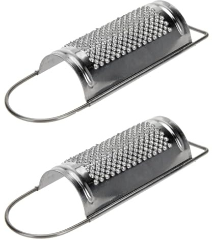 Muskatreibe 13 cm aus rostfreiem Edelstahl | Gewürz-Reibe silber, für feines Reiben von Muskat, Hartkäse, Zimt, Gewürzen | Langlebige Küchen-Reibe, platzsparend zum Aufhängen (2er Set Reibe)