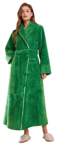 Nquwgumh Ladies Dressing Gown Robe,Women Cozy Robes Soft Long Sleepwear Comfortable Bathrobe For Women Loose Loungewear Warm Womens Robe Velvet Softness Lounge Wear Sets for Women Uk Green