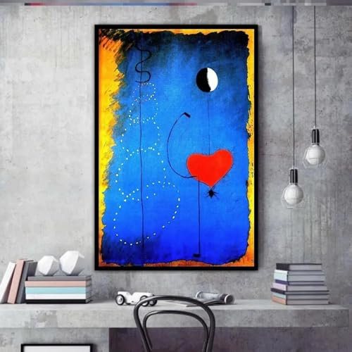 Tänzer Herz Liebe Kunst Leinwanddruck Gemälde Joan Miro Abstraktes berühmtes Wandbild Wohnzimmer Heimdekoration Poster 27,5 x39,4 (70x100cm) Kein Rahmen