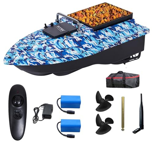 Bait Boat, RC Fishing Bait Boat, Precision Deployment Craft with 328-Yard Range, 4.4lb Capacity, Dual 5200mAh Batteries, Low Battery Alarm & Dual Motor Stability,LED Lights, Hook Release & Carry Bag