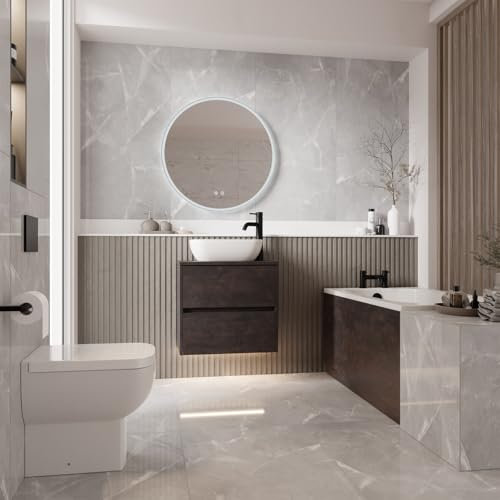 Wholesale Domestic Alford 1200mm Steel Straight Single Ended Bathroom Suite including Matt Black Flush Plate Back to Wall Toilet and Metallic Slate Vanity Unit with Countertop Basin
