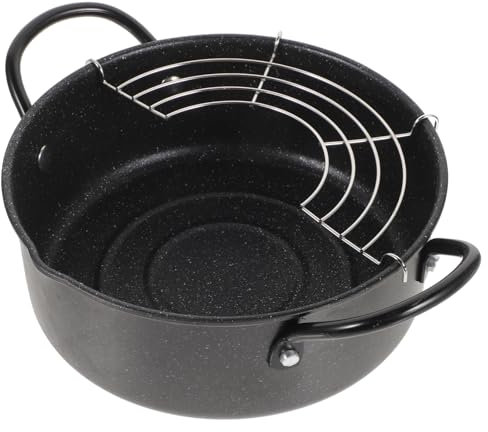 Zerodeko 1set Deep Fryer Pan Tempura Frying Pot Frying Pan Drainer Deep Fryer Easy Cleaning