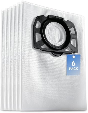Kaiyaner 6 piezas KFI 487 Bolsas Aspiradora para Karcher WD4 WD5 WD6 WD5P WD6P Premium MV4 MV5 MV6 Bolsa Polvo Filtro de Vellón Bolsa Repuesto Filtro Bolsas Aspiradora en Seco y húmedo 2.863-006.0