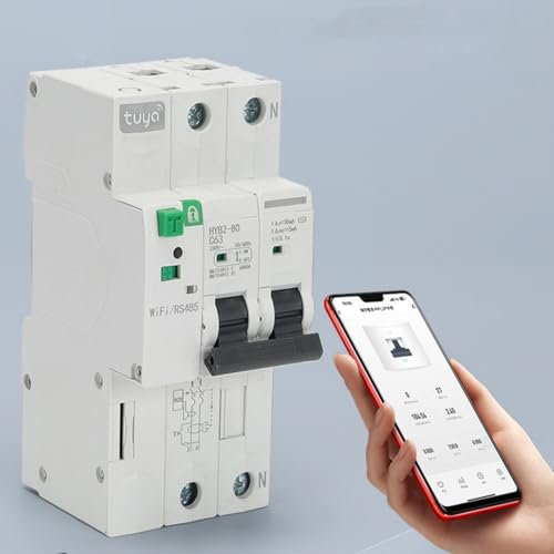 Jadeshay Interruttore Magnetotermico Differenziale Smart WiFi 63A 30mA 400V 6kA Dispositivo di Riarmo Automatico Salvavita RCCB,Controllare Chiusura e Suddivisione Tramite APP Tuya e Smart Life