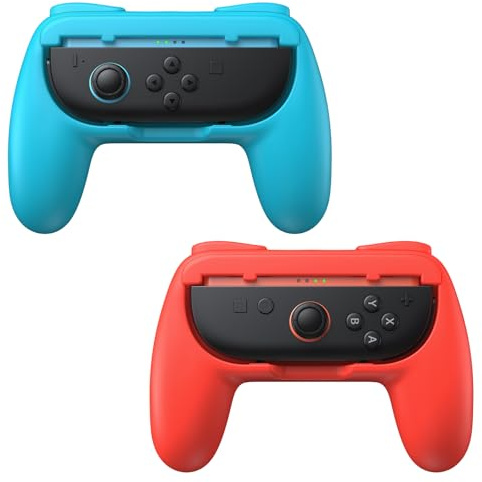 FASTSNAIL Anti-Rutsch Griffe für Switch 2 für JoyCon 2, Halterung Controller Kompatibel mit Nintendo Switch 2, Zubehör für Mario Kart World, NICHT für Switch 2017 und OLED(rot+Blau) | Switch 2 Joypad Halter Griff Kit, verschleißfest & rutschfest, ergonomisches Design, Switch 2 Controller Zubehör für Joycon 2