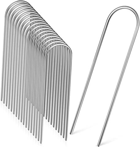 POPETPOP 100pièces Piquets u Galvanisé pour Fixation Jardin Piquets pour Gazon Synthétique Et des Plantes