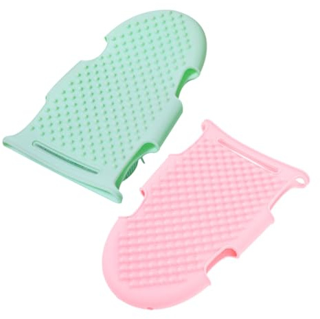 VICASKY 2Pcs Silicone Bathing Loofahs Comfortable Body Scrubbers for Adults and Soft Ergonomic Non-Slip Silicone Scrubbing Mitts for Skin Cleaning and Massage Portable Bath Accessories in