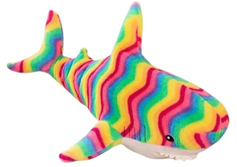 Xiyocadt Buntes Hai Plüschtier,Plüschhai,Riesenhai Stofftier Kissen,Kinder Weicher Hai Spielzeug Großer HaiPlüschkissen,Weiches Plüschtier Bequemes Schlafkissen Rückenkissen Geschenk Kinder (80cm,A)
