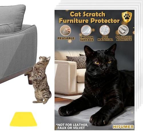 HISUMER Anti Cat Scratch Furniture Protector 12-Pack Couch Protector from Cat Claws Heavy Duty, Easy to Apply Scratching Deterrent and Shield for Sofa Corners, Walls, Doors