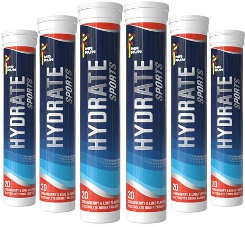 Electrolyte Tablets x 120 - Zero Sugar Hydration (6 tubs) Strawberry & Lime | Rehydration Drink with Electrolytes - Running, Cycling, Gym, Everyday Hydration to Replenish Salts Lost Through Sweat