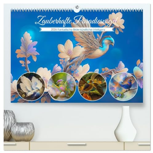 Zauberhafte Paradiesvögel (hochwertiger Premium Wandkalender 2026 DIN A2 quer), Kunstdruck in Hochglanz: Schöne Paradiesvögel - KI-generiert (CALVENDO Tiere)
