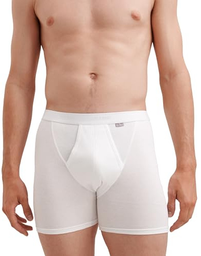 DILLING Premium Classic - Men's Boxer Shorts with Fly - Organic Cotton White M