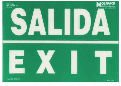 Cartel/Señal Fluorescente Salida Exit 30x42 cm.
