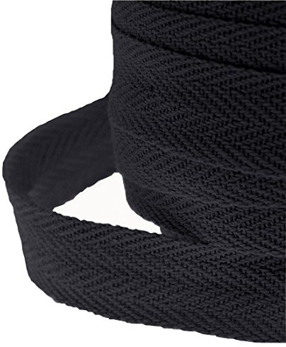 JJ PRIME - [Black, 50 Meter] Hemming Tape Herringbone Tape – Premium Quality Bunting Tape for Sewing, Arts and Crafts – Ideal for Dressmaking, Apron – Washable and Durable 25mm Width