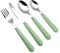 EXZACT Couverts en inox 24 pièces - Motif Vichy de Couleur: 6 x Fourchettes, 6 x Couteaux, 6 x Cuillères, 6 x Cuillère à café (24 x Vert)
