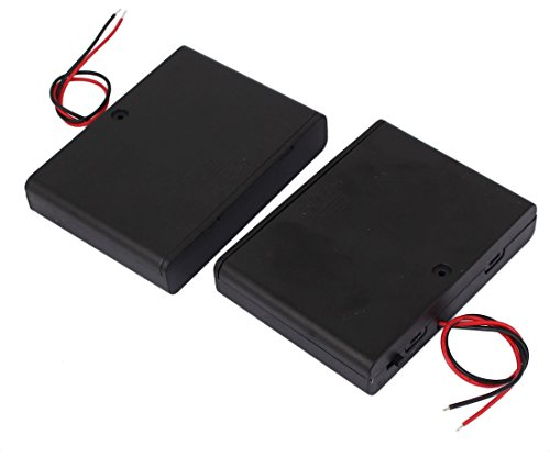 sourcingmap 9V 6 x AA Battery Holder On/Off Switch Enclosed Cap Storage Case Wire Lead 2 Pcs