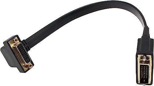 zdyCGTime Cavo prolunga DVI, 0,3 m piatto sottile video digitale DVI-D Dual Link 24 + 1 maschio a DVI cavo femmina ad angolo di 90 gradi