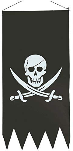 Piraten-Banner zum Aufhängen Halloween Piraten Banner Fahne Wimpel schwarz Totenkopf ca. 43 x 86 cm