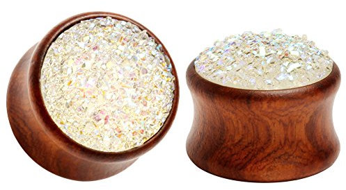 KUBOOZ (1 Paar rot-Stein Oberfläche aus Holz Ohr Plugs Tunnel Messgeräte trage Piercings