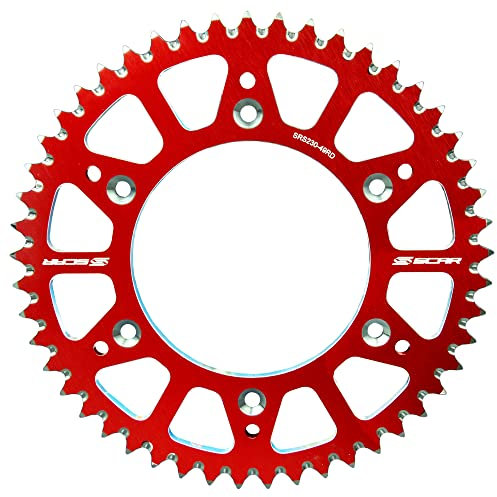 SCAR Corona Ergal Compatibile con HONDA CR CRF 125 150F 230F 250 250F 250R 250RX 450R 250X 450X 450RX 450L 450RL 87-23, Rosso - 48 denti