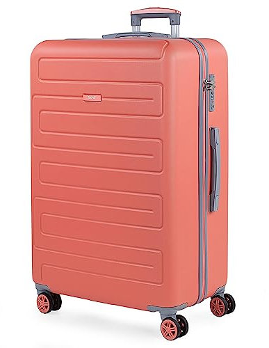 SKPAT - Koffer Mittelgroß - ABS Hochwertiger und Stabiler Reisekoffer mit Rollen - Koffer Mittelgroß 4 Rollen Leicht mit Kombinationsschloss - Dauerhaft Hartschalenkoffer Mittelgroß 1, Farbe Coral Rot