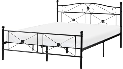 Zeitlos schönes Metallbett in schlichtem Design 140 x 200 cm schwarz Rodez