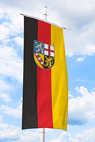 Deitert Bundesland-Flagge Saarland – 120x300 cm Saarland -Fahne mit Wappen, Bannerfahne aus reißfestem Polyester