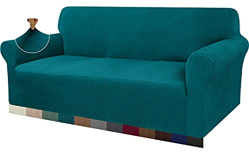Granbest Dicke Sofabezug 3 Siter Stretch und Stilvolle Couchbezug Möbelbezüge Anti Rutsch Kratzfest Sofahusse Jacquard Spandex Stoff (3 Sitzer, Blaugrün)