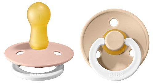 BIBS Colour Glow Schnuller 2er-Pack, BPA-frei. Leuchtet im Dunkeln, Kirschform Nippel. Naturkautschuk/Latex, Hergestellt in Dänemark. Größe 2 | 6+ Monate | 2-Pack, Blush NIGHT/Vanilla NIGHT