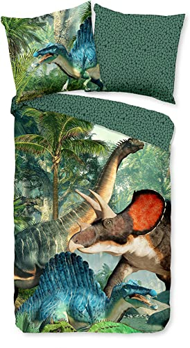 Good Morning! Renforcé Bettwäsche 2 teilig Bettbezug 135 x 200 cm Kopfkissenbezug 80 x 80 cm Jurassic 30003.44.08 grün