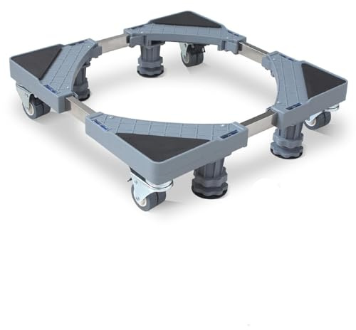 MaxWorks Adjustable Furniture Dolly with 4 Dual-Locking Wheels, Universal Washing Machine Base Stand, Appliance Mover for Refrigerator, Mini-Fridge, Washer & Dryer, Moving Cart - 400 lbs Capacity