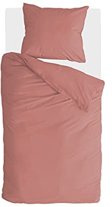 Walra Bettwäsche-Set - Größe 135x200, 100% Baumwolle - Vintage Cotton - Weiche und Angenehme Bettwäsche Set mit 80x80 Kissenbezug, Reißverschluss - Terrakotta