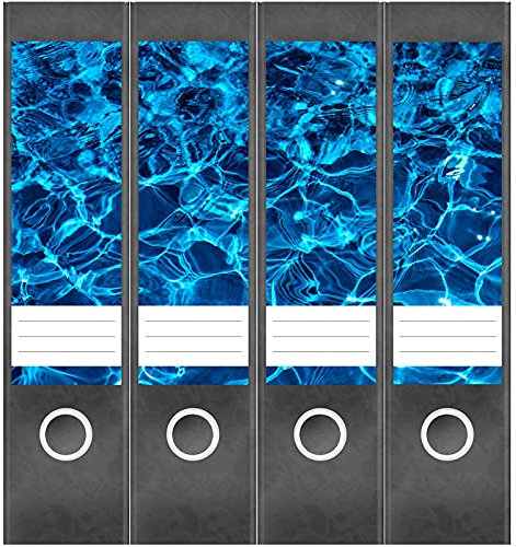 Etiketten für Ordner | Pool | 4 breite Aufkleber für Ordnerrücken | Selbstklebende Design Ordneretiketten Rückenschilder
