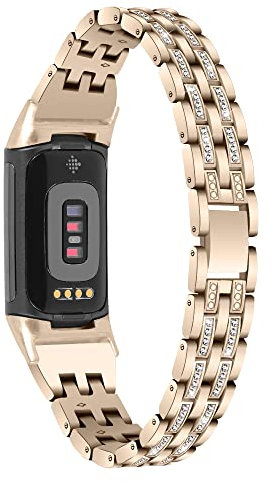 RuenTech Armband Kompatibel für Fitbit Charge 5/Charge 6 smartwatch Armbänder Metall Ersatz Band für Fitbit Charge 6 Ersatzband Zubehör (Klassisches Gold)